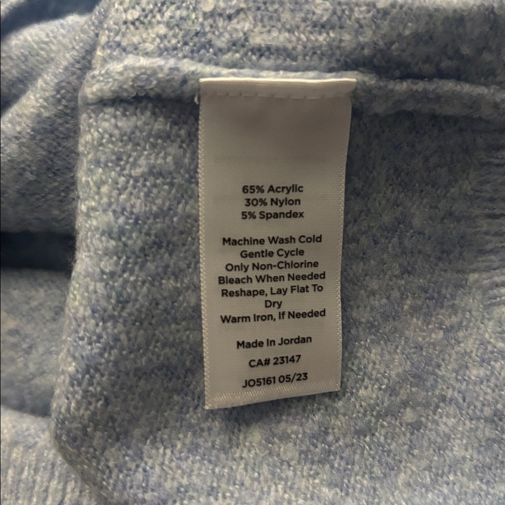 Talbots Jewel Embellished Sweater Blue White Knit Top Size Medium - Picture 4 of 8